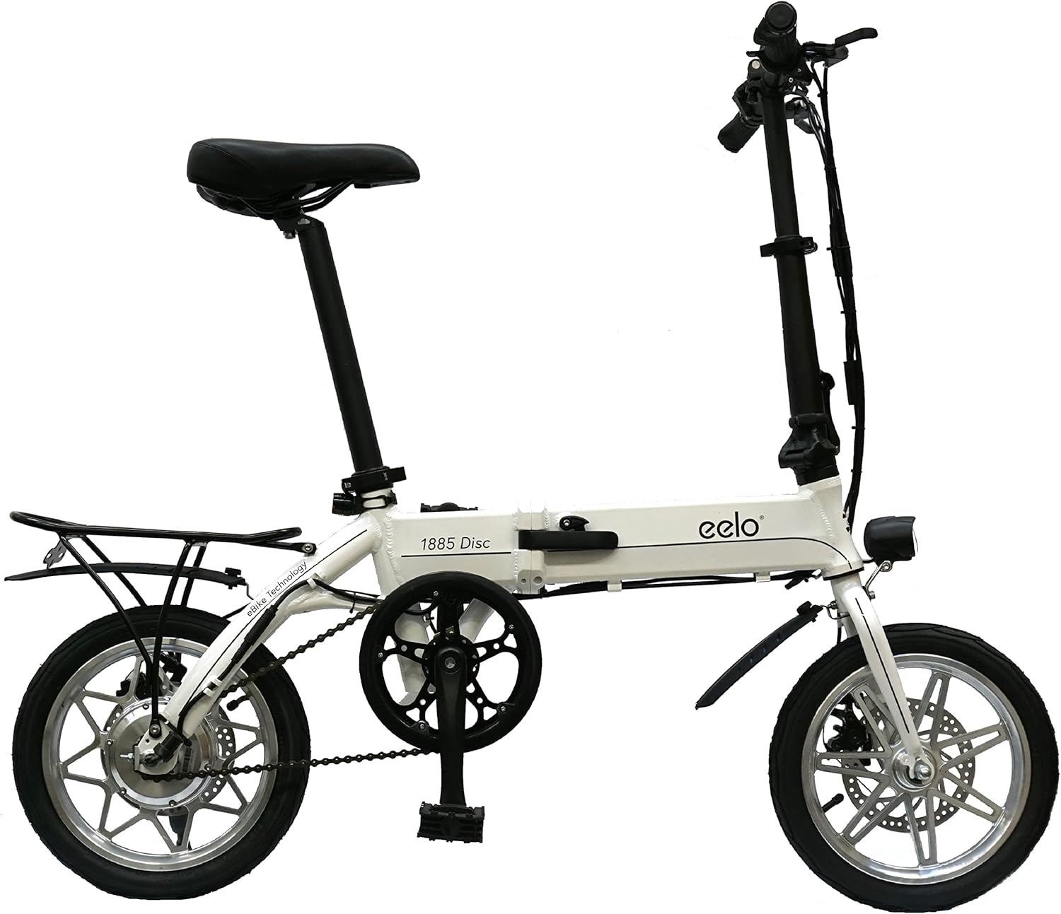 1885 Explorer Folding Electric Bike 250W Motor 25 Mile Range White