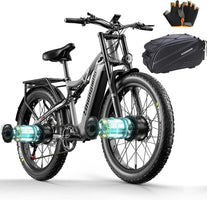 S600 Dual Motor Electric Bike 26in Fat Tire Grey