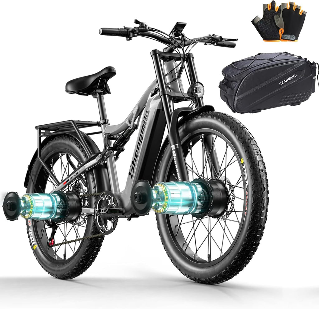 S600 Dual Motor Electric Bike 26in Fat Tire Grey