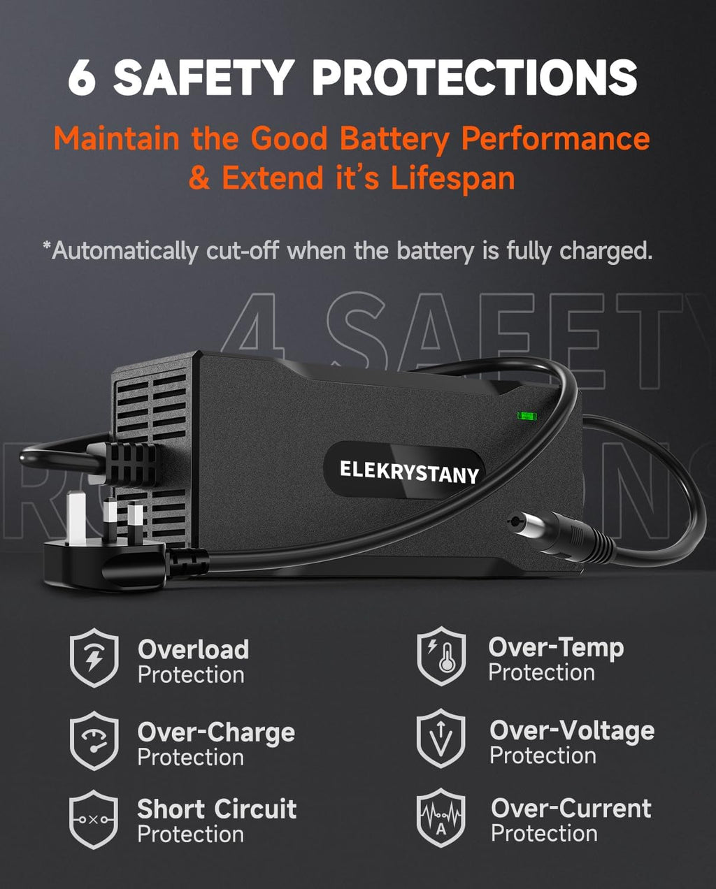 42V 2A Electric Scooter Battery Charger 36V Lithium Smart Fast Charging Black