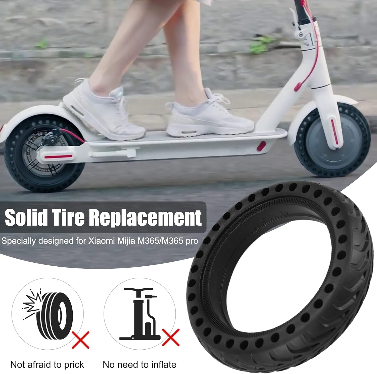 Solid Tire Electric Scooter Replacement Wheel 8.5in Honeycomb Design