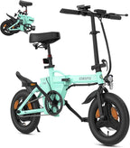 F100 Folding Electric Bike 14in 250W Motor 36V Battery Cyan