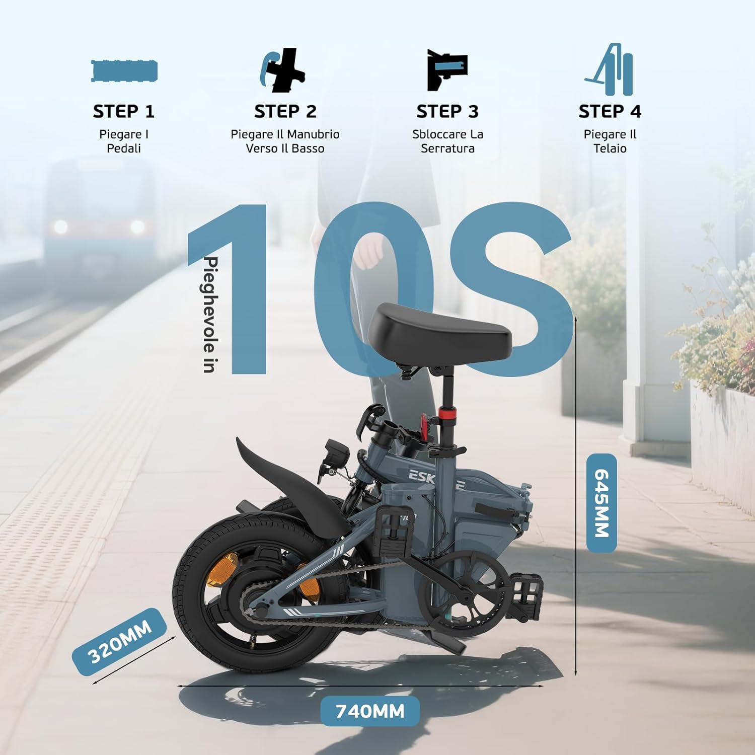 Folding Electric Fat Tire Bike 20in 250W 36V 25Ah 7-Speed