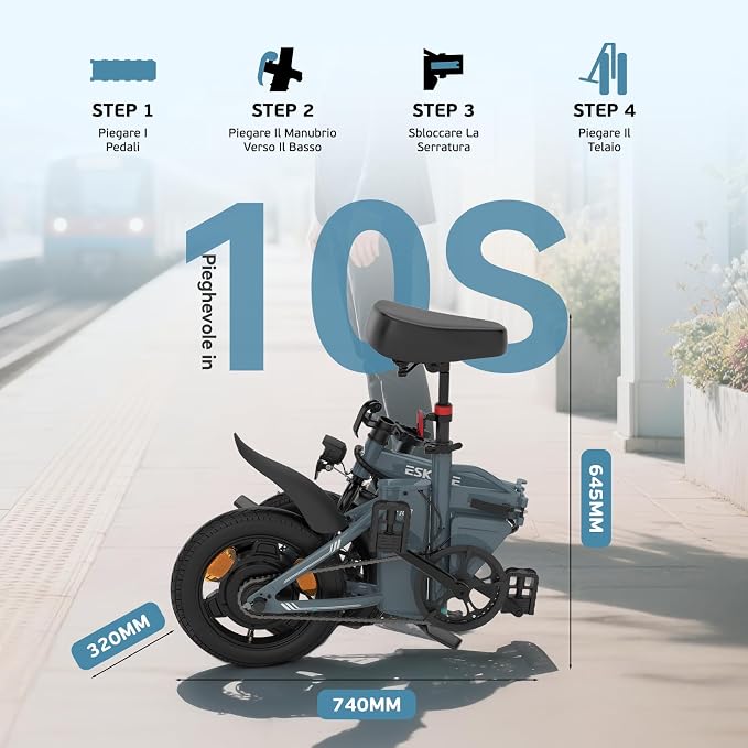 Folding Electric Fat Tire Bike 20in 250W 36V 25Ah 7-Speed