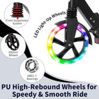 V8 Folding Kick Scooter Light-Up Deck 200mm Wheels Black