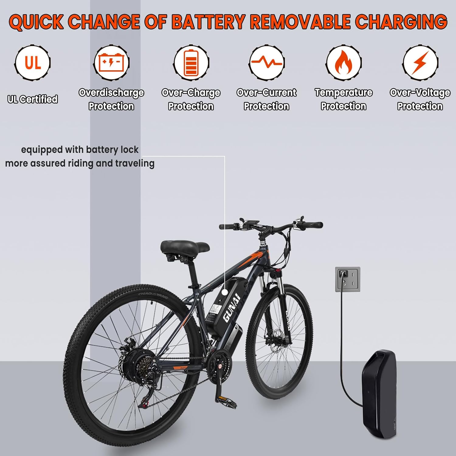 GN29 Electric Bike 29 Inch 48V 15Ah 21 Speed LCD Display Black