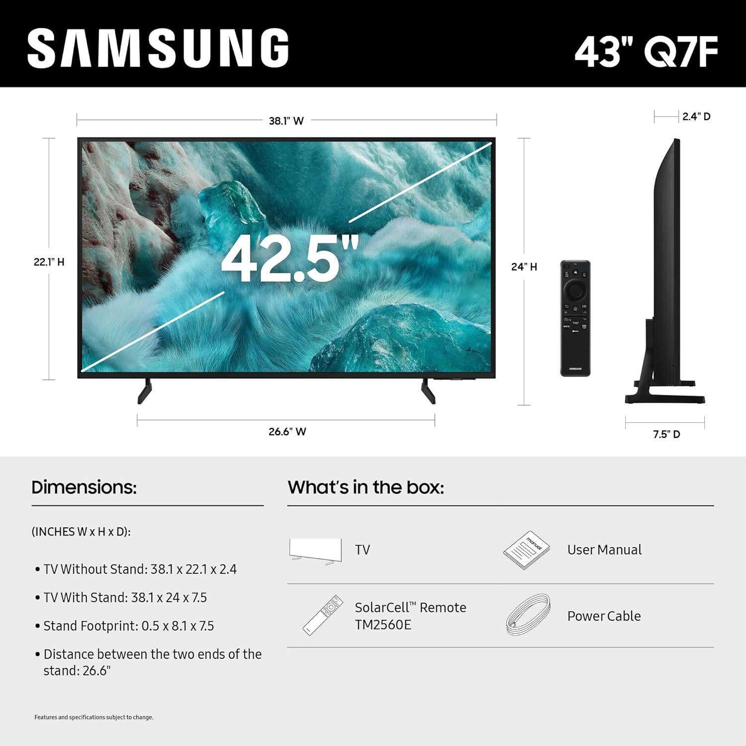 QLED Smart TV 43-Inch 4K 60Hz Q7F Series