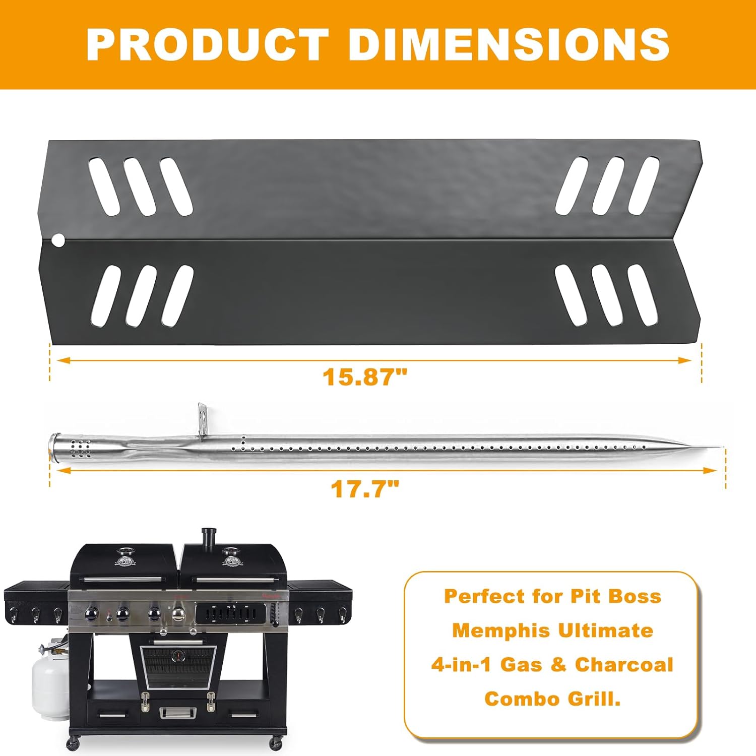 Grill Replacement Kit 3 Pack Porcelain Heat Plates Stainless Burner Tubes