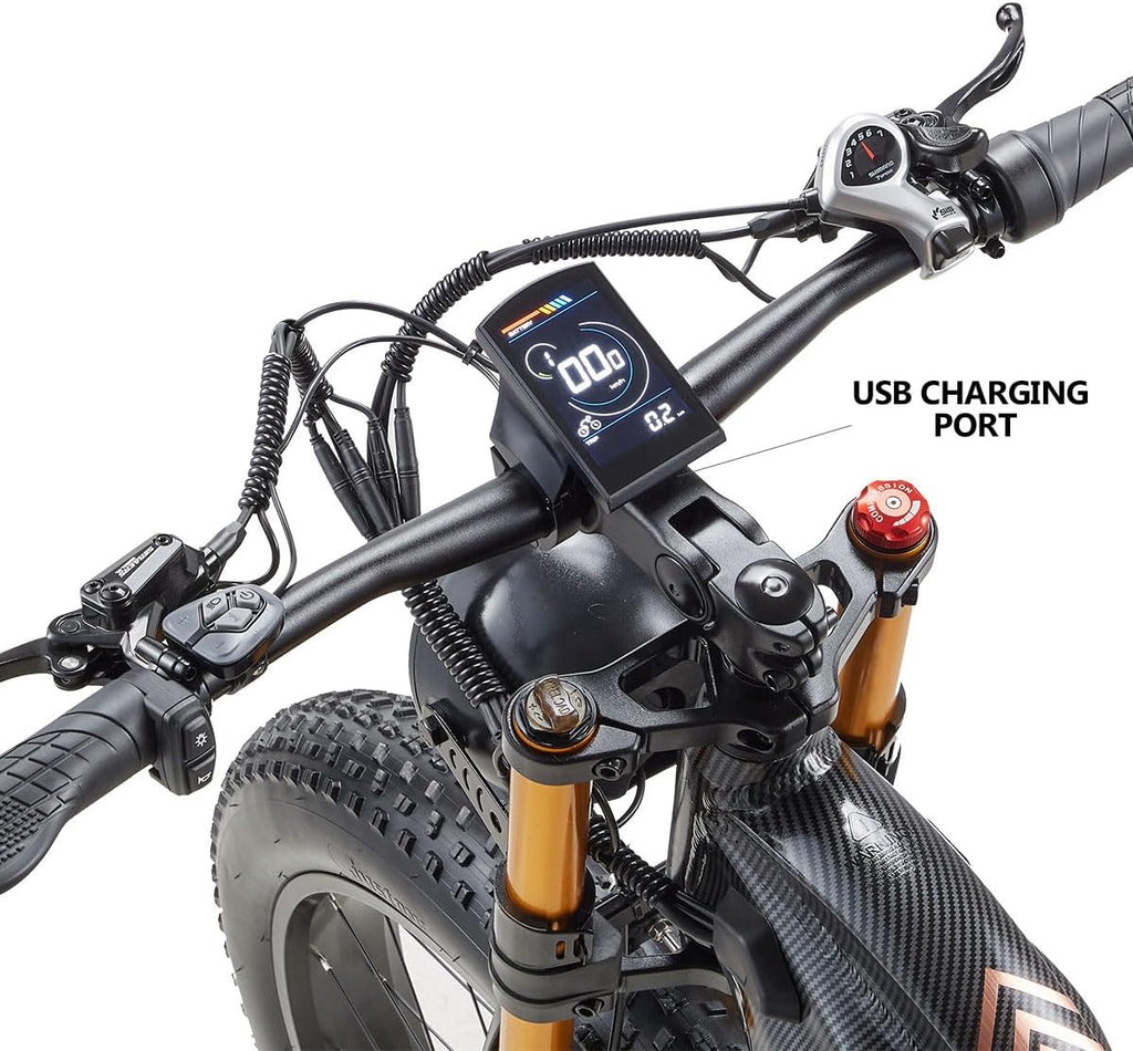06 Electric Bike 26in Fat Tire 48V 17.5Ah Removable Battery Red