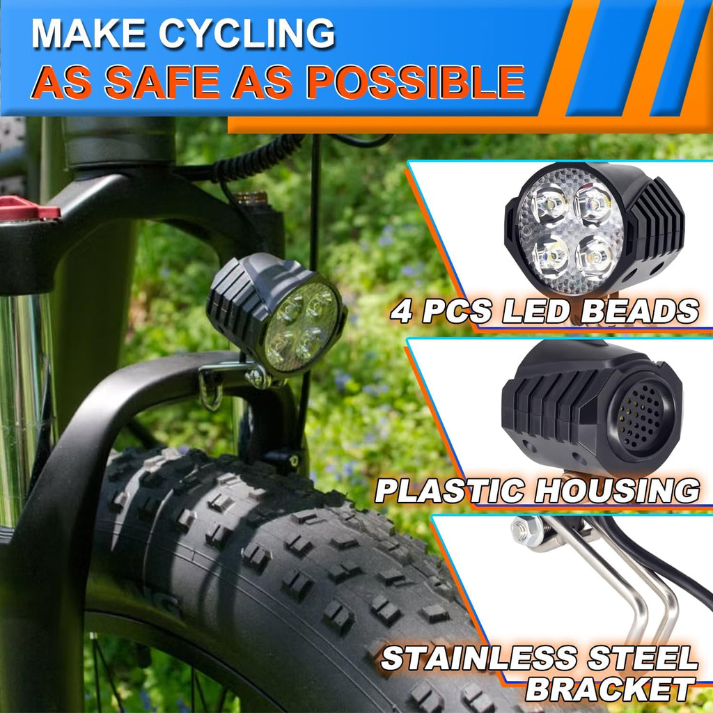 Ebike Headlight 12V-60V 200 Lumens 4 LED Front Light