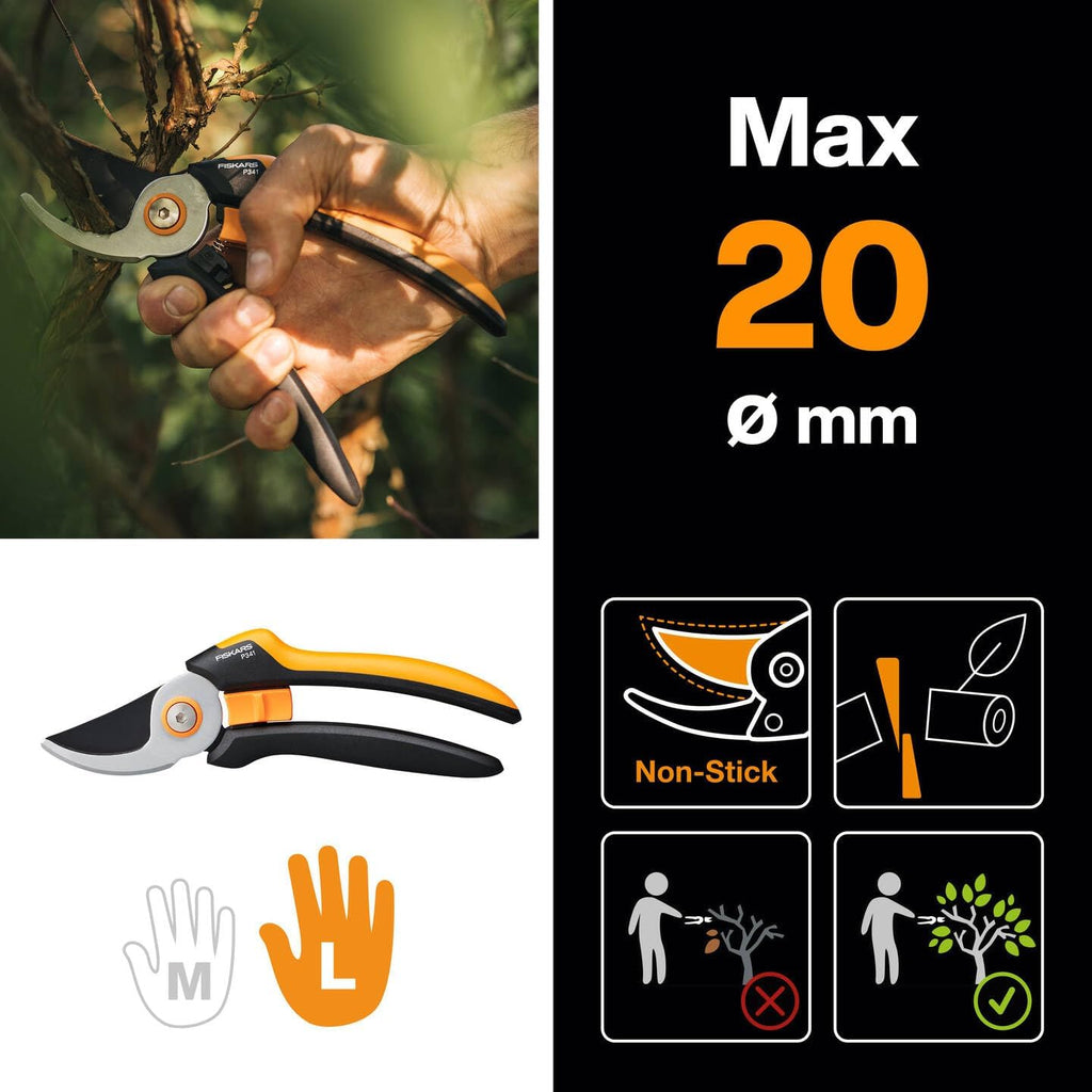 Bypass Garden Pruners Non-Stick Coated 8.1 Inch