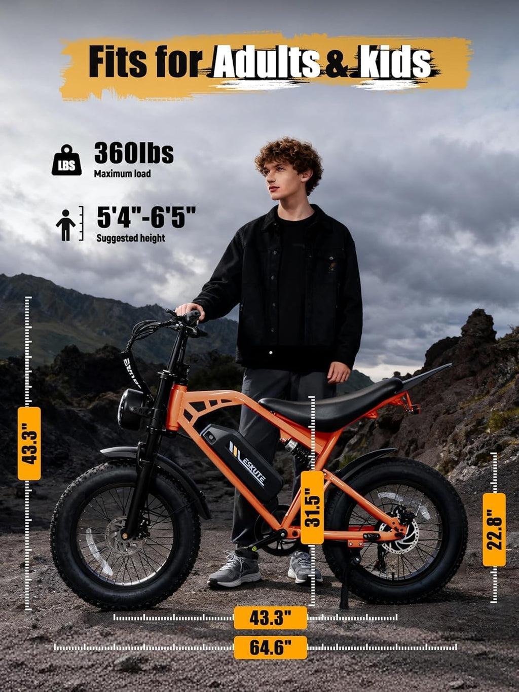 V200 Electric Dirt Bike 52V 20.8Ah Fat Tire 32MPH Dual Suspension