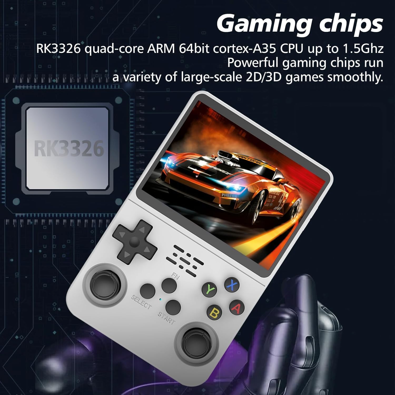 R36S Retro Gaming Console 3.5in IPS Screen Linux 64GB White