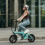 F100 Folding Electric Bike 14in 250W Motor 36V Battery Cyan