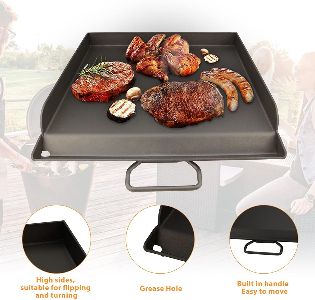Flat Top Gas Grill Griddle for 14 and 16 Inch Stoves, Nonstick Black