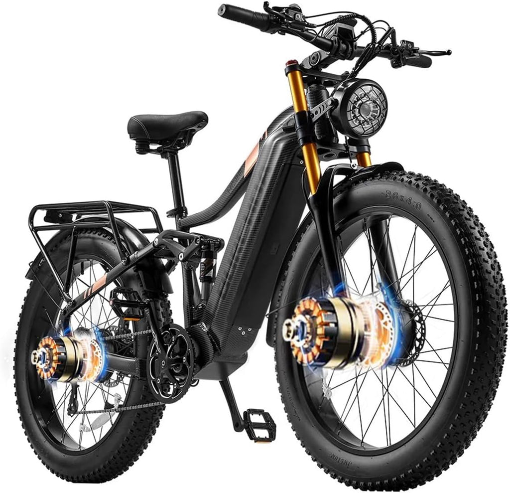 06 Electric Bike 26in Fat Tire 48V 17.5Ah Removable Battery Red