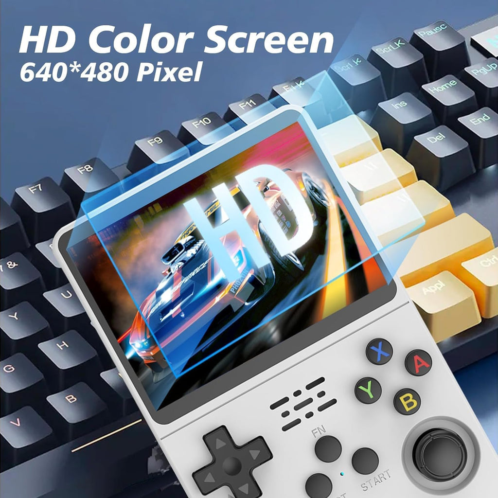 R36S Retro Gaming Console 3.5in IPS Screen Linux 64GB White