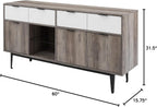 60 In Farmhouse Sideboard 2 Drawer 3 Door Grey Wash