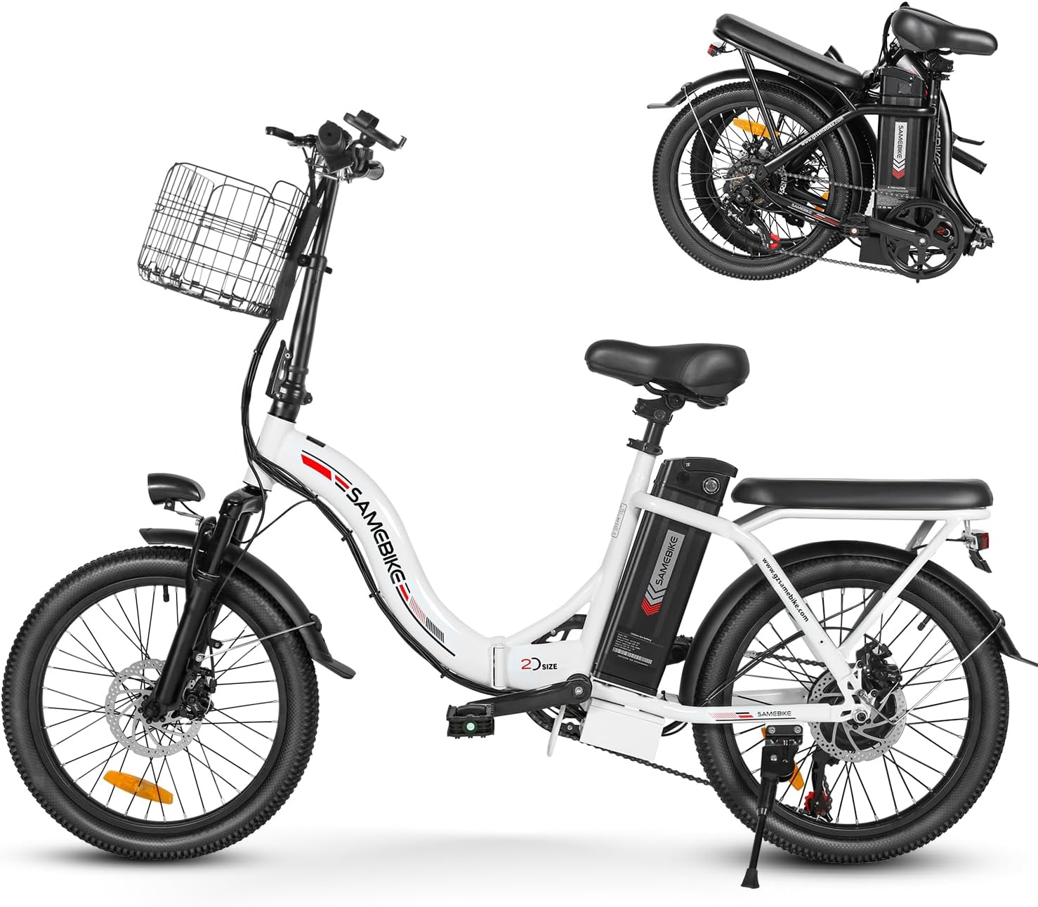 Foldable Electric Bike 20 Inch Fat Tire 7 Speed Dual Shock Absorber