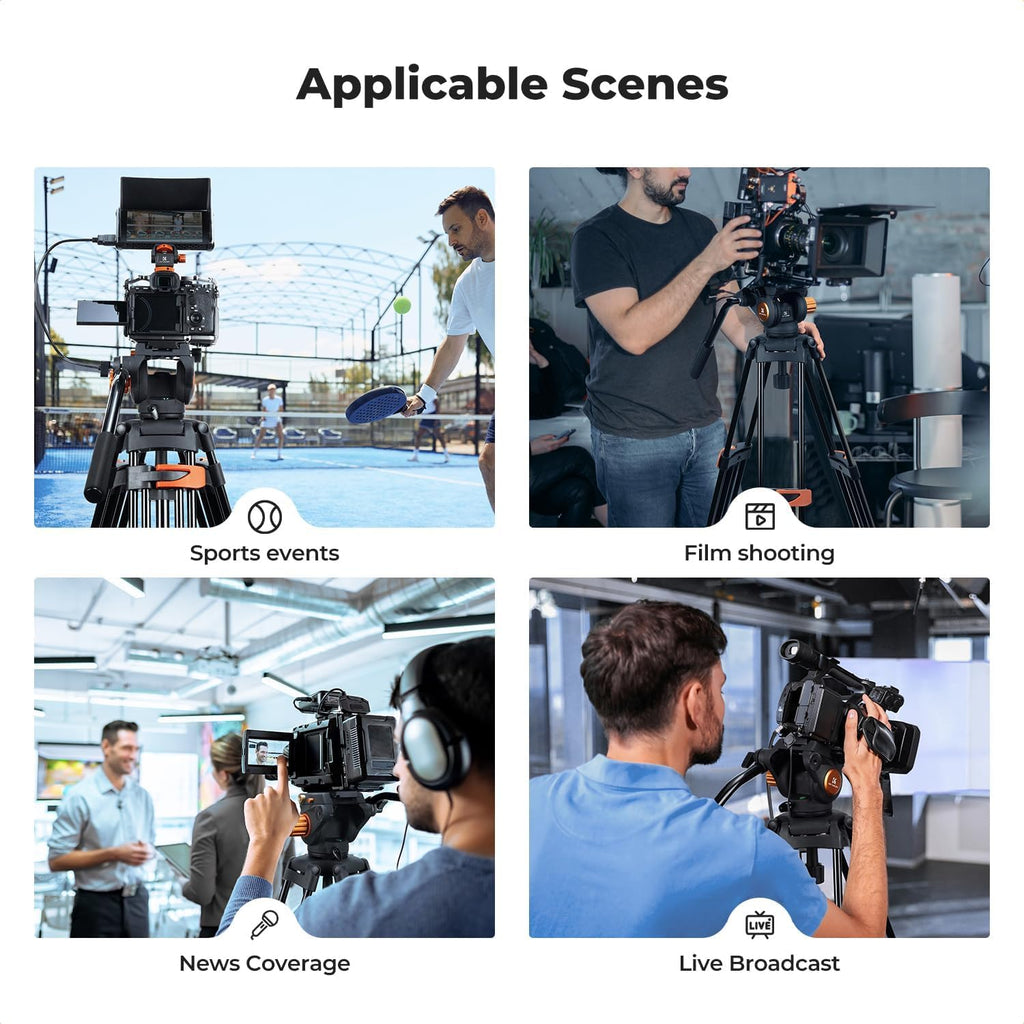 Heavy Duty Video Tripod with Fluid Head 202cm 8kg Load