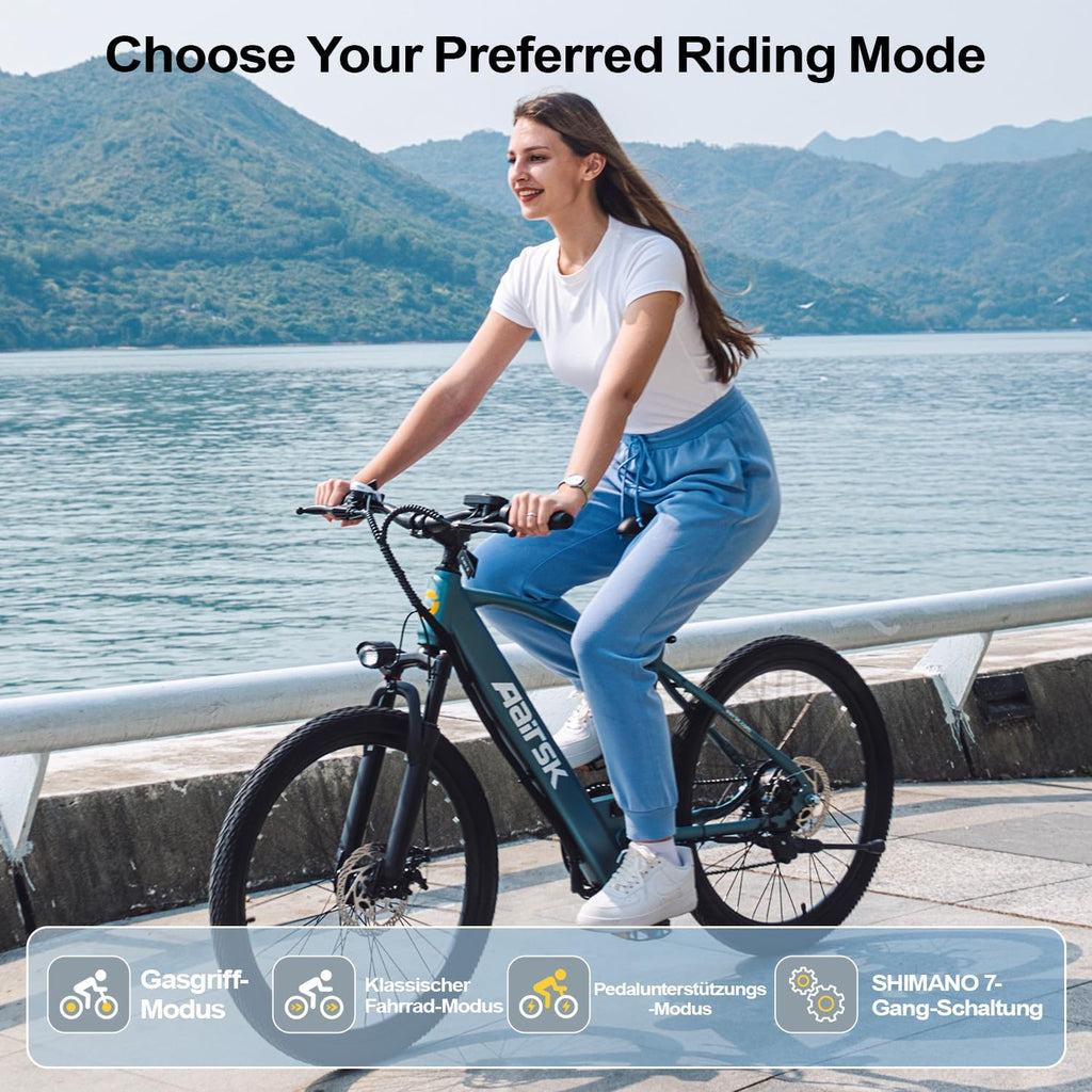 26-Inch Electric Bike 36V 250W Motor 55 Mile Range 7-Speed Pedelec