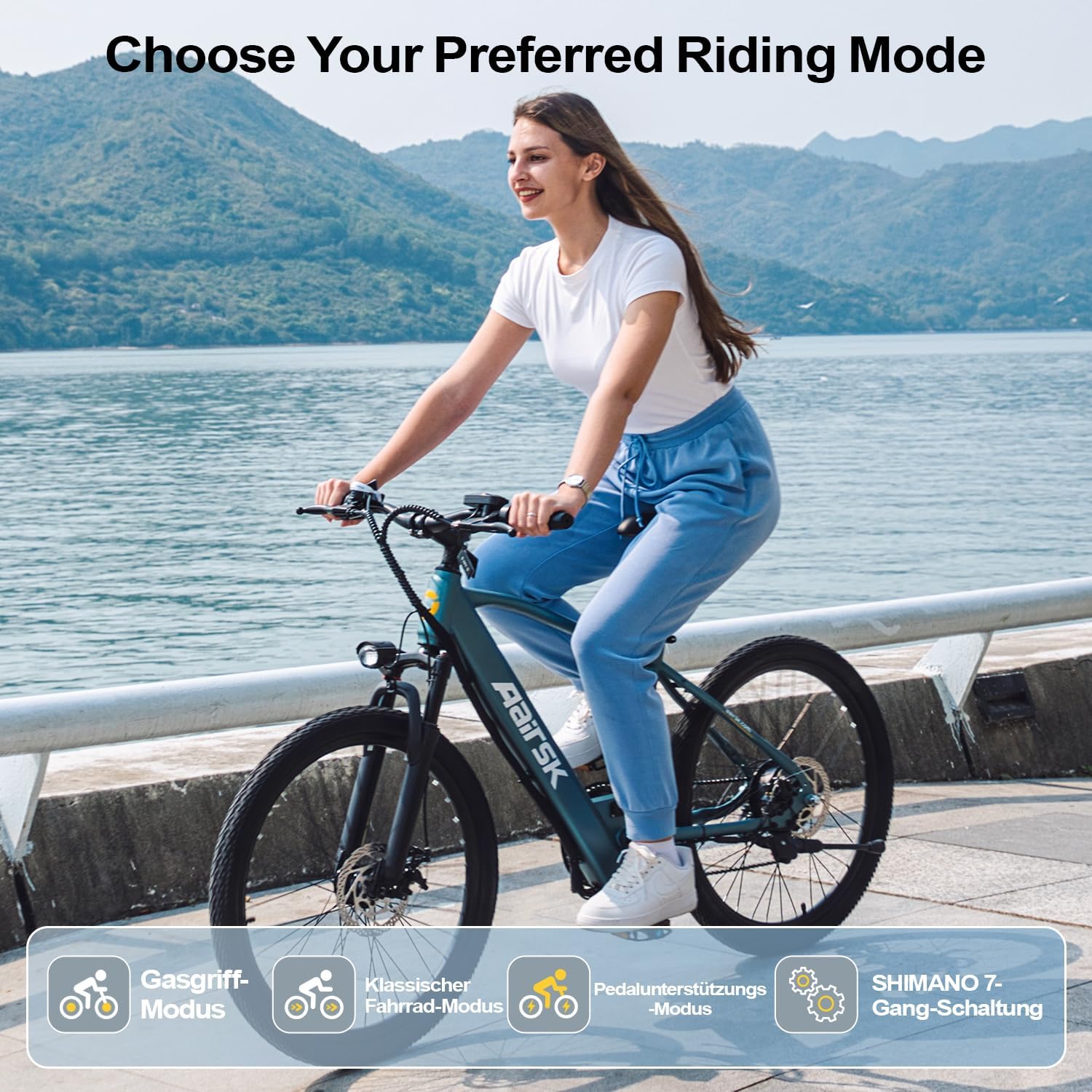 26-Inch Electric Bike 36V 250W Motor 55 Mile Range 7-Speed Pedelec