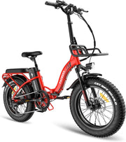 F20 Max Folding Electric Bike 20in Fat Tire 48V 22.5Ah Red