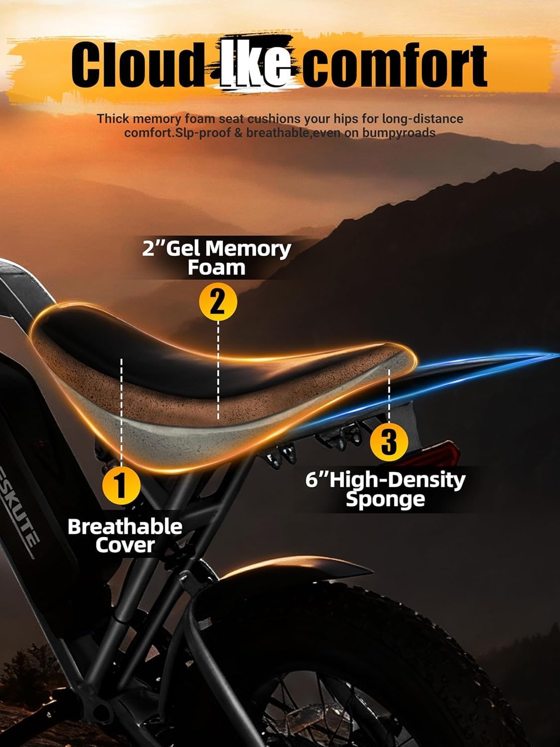 V200 Electric Dirt Bike 52V 20.8Ah Fat Tire 32MPH Dual Suspension