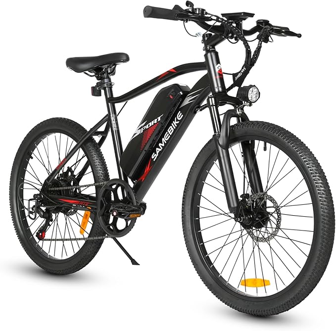 Electric Mountain Bike 24in 250W Motor 36V 13Ah Battery 7-Speed Black