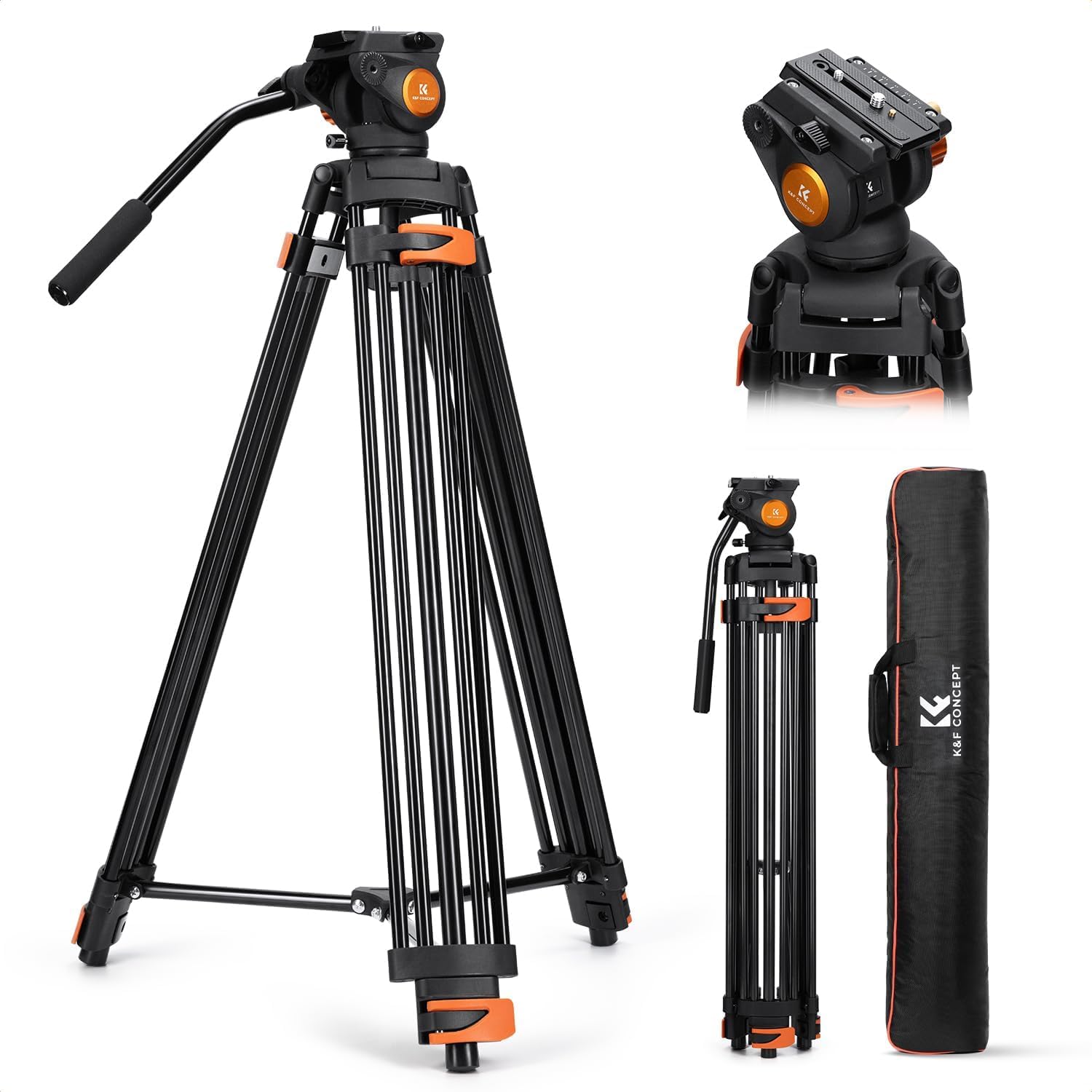 Heavy Duty Video Tripod with Fluid Head 202cm 8kg Load