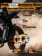 V200 Electric Dirt Bike 52V 20.8Ah Fat Tire 32MPH Dual Suspension
