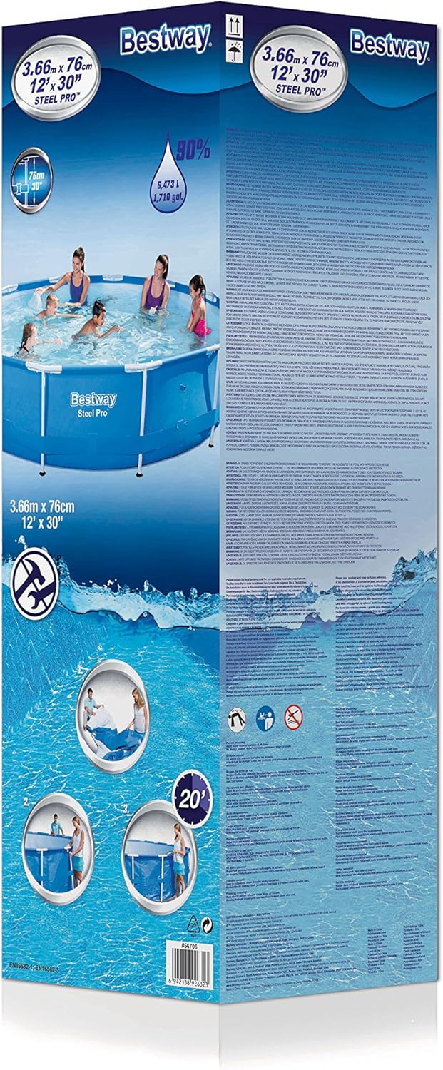 Steel Pro Frame Pool 366 x 76 cm Round Blue