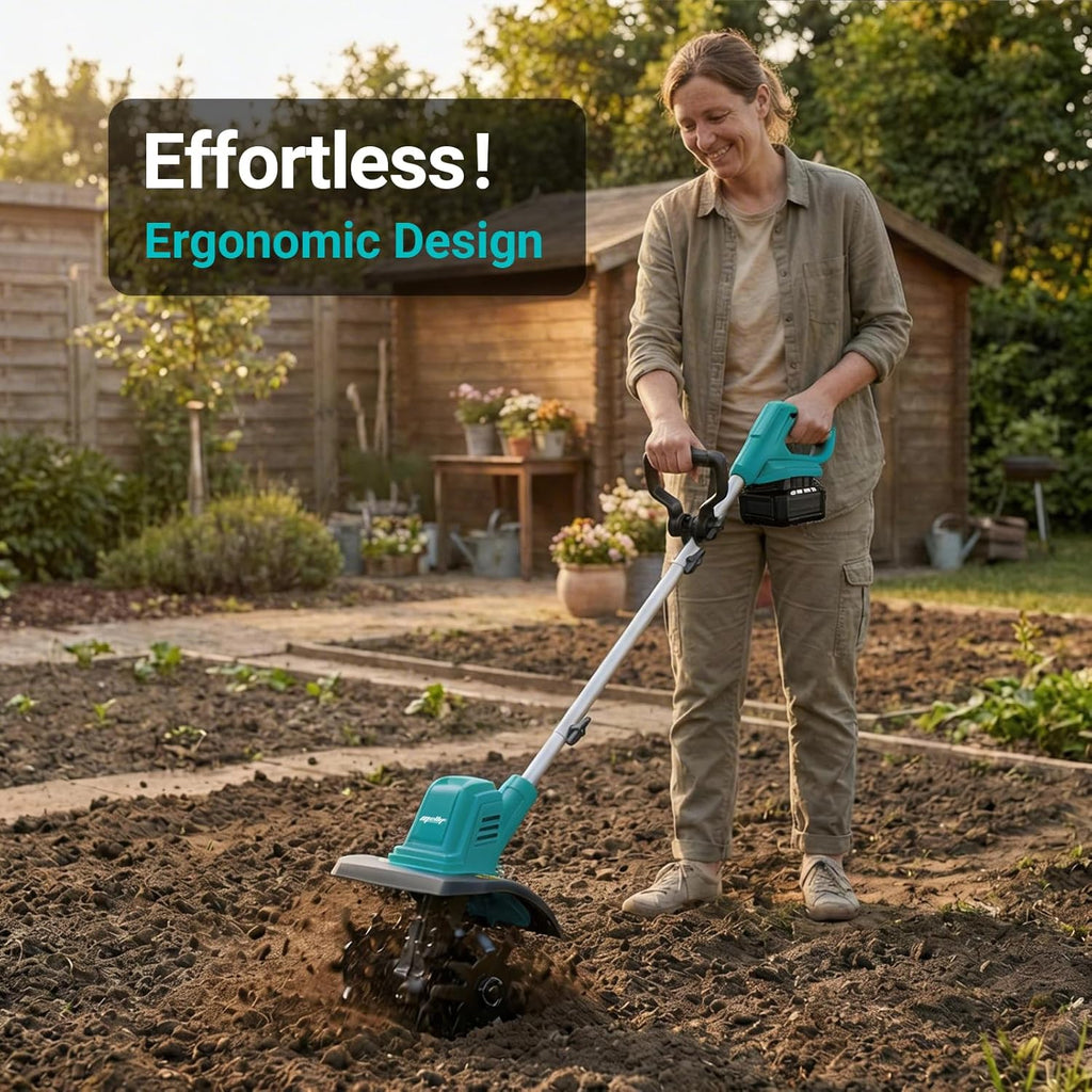 Brushless Cordless Tiller Cultivator 280RPM 10in Tilling Width 7in Depth
