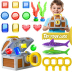 Large Treasure Chest Diving Pool Toy With Keys Gems Fish Multicolor