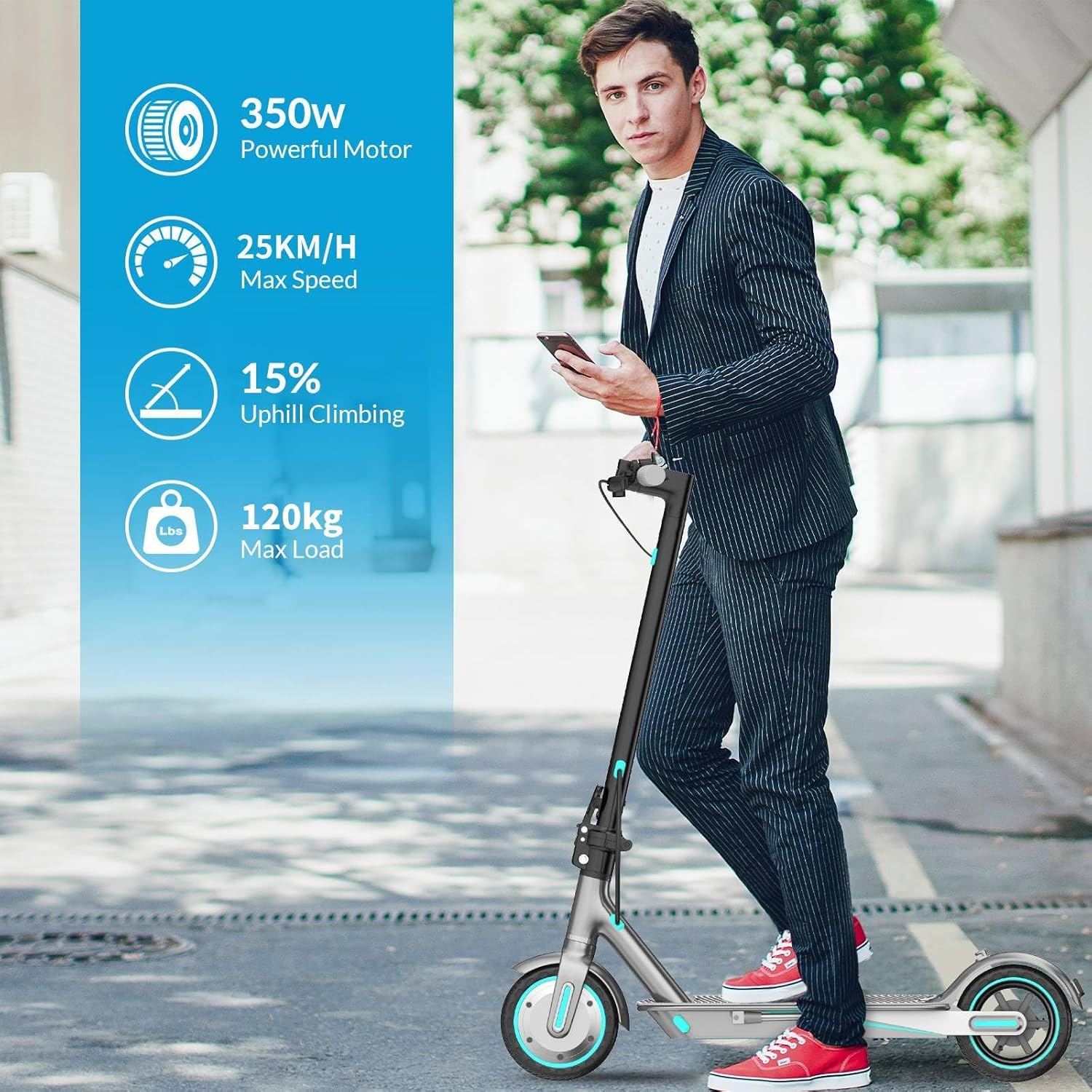V8 Folding Electric Scooter 350W Motor 35-38km Range