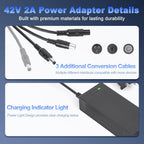 42V 2A Electric Scooter Charger for Hiboy S2 Pro KS4 NEX