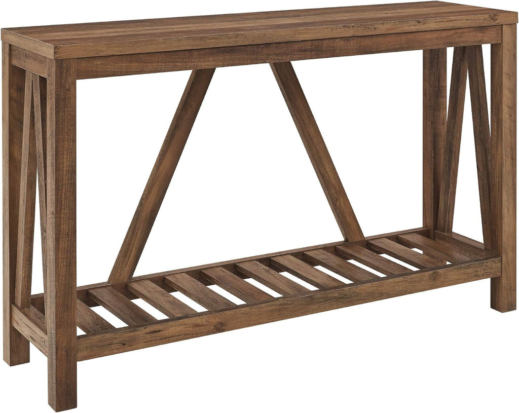 Farmhouse Barn Door TV Stand and Entryway Table Set 58in Rustic Oak