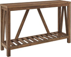 Farmhouse Barn Door TV Stand and Entryway Table Set 58in Rustic Oak