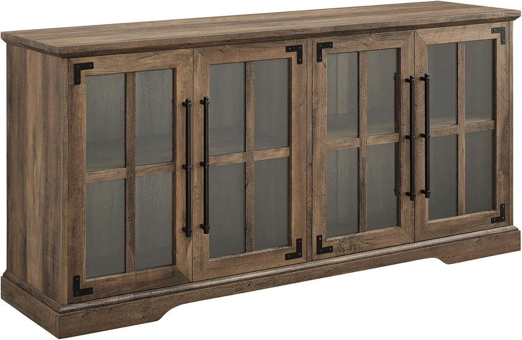 Farmhouse Barn Door TV Stand and Entryway Table Set 58in Rustic Oak