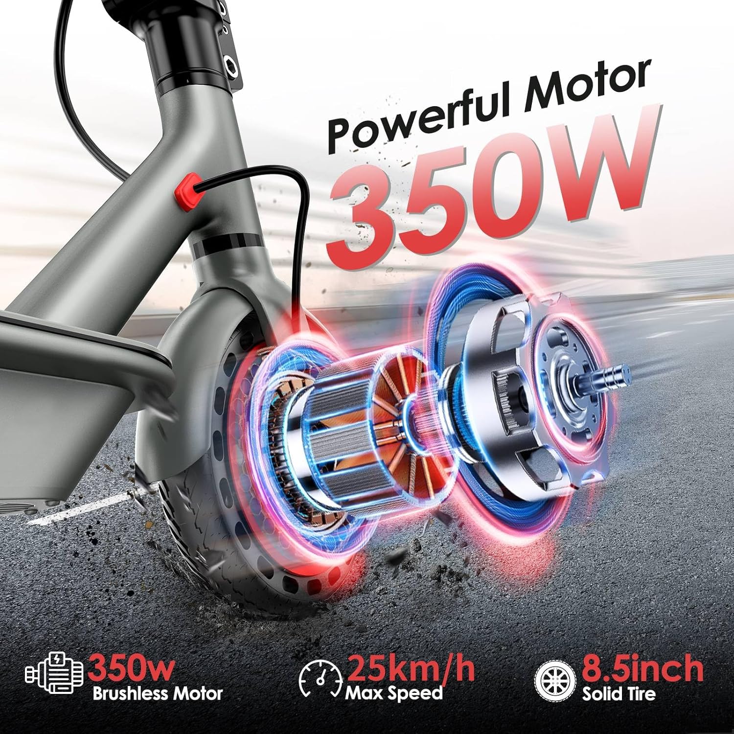 Electric Scooter 8.5in Honeycomb Tires 350W Folding Commuter