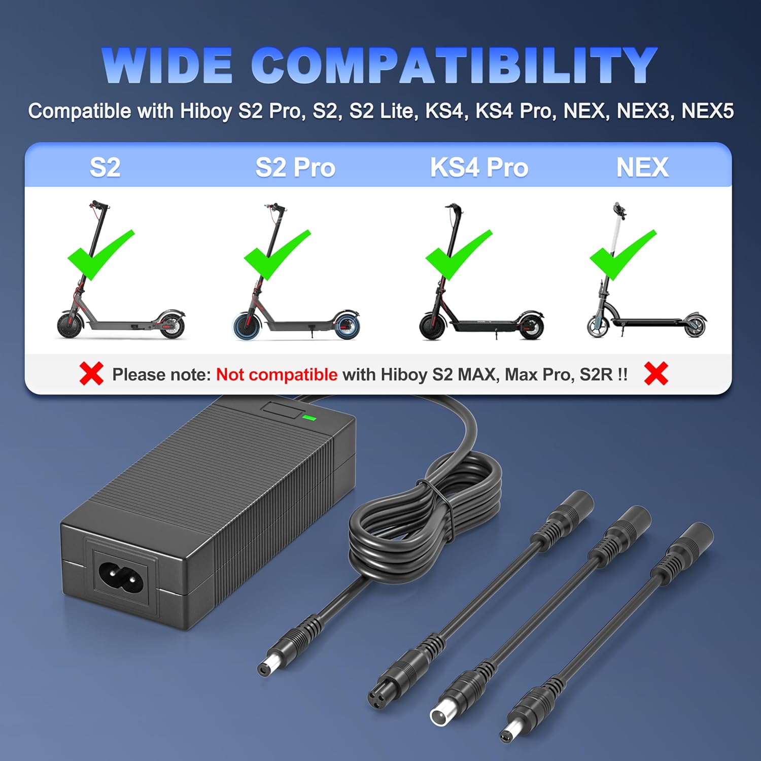 42V 2A Electric Scooter Charger for Hiboy S2 Pro KS4 NEX