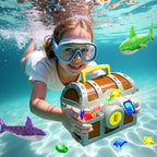 Large Treasure Chest Diving Pool Toy With Keys Gems Fish Multicolor