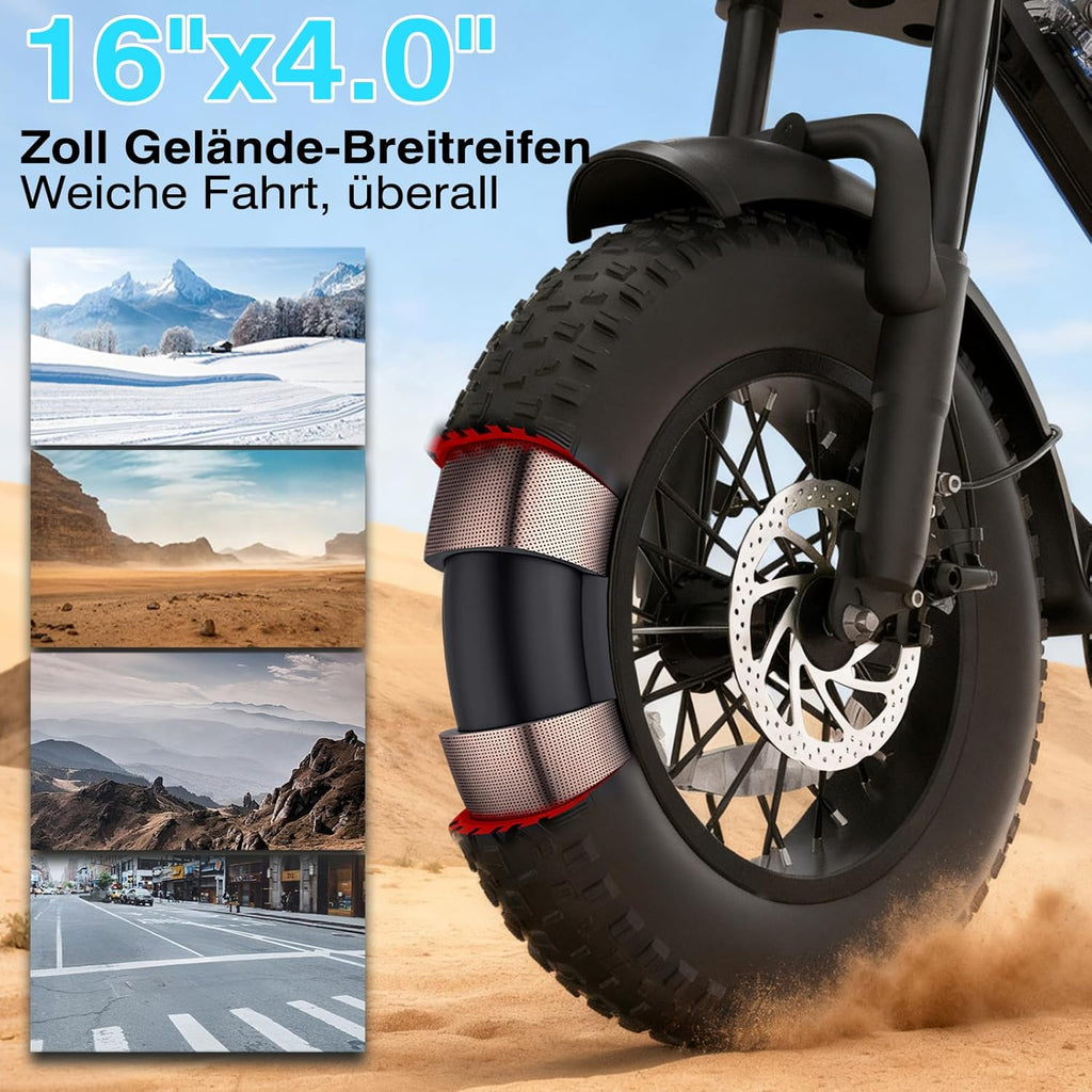 M16 16in All-Terrain Electric Fatbike with Full Suspension