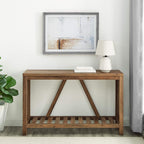 Farmhouse Barn Door TV Stand and Entryway Table Set 58in Rustic Oak