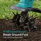 Brushless Cordless Tiller Cultivator 280RPM 10in Tilling Width 7in Depth