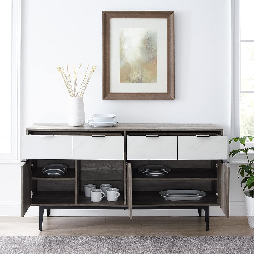 60 In Farmhouse Sideboard 2 Drawer 3 Door Grey Wash