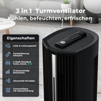 VT-11-BL Tower Fan 5 in 1 Portable Air Cooler Humidifier 12 Speeds Black