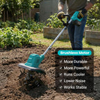 Brushless Cordless Tiller Cultivator 280RPM 10in Tilling Width 7in Depth