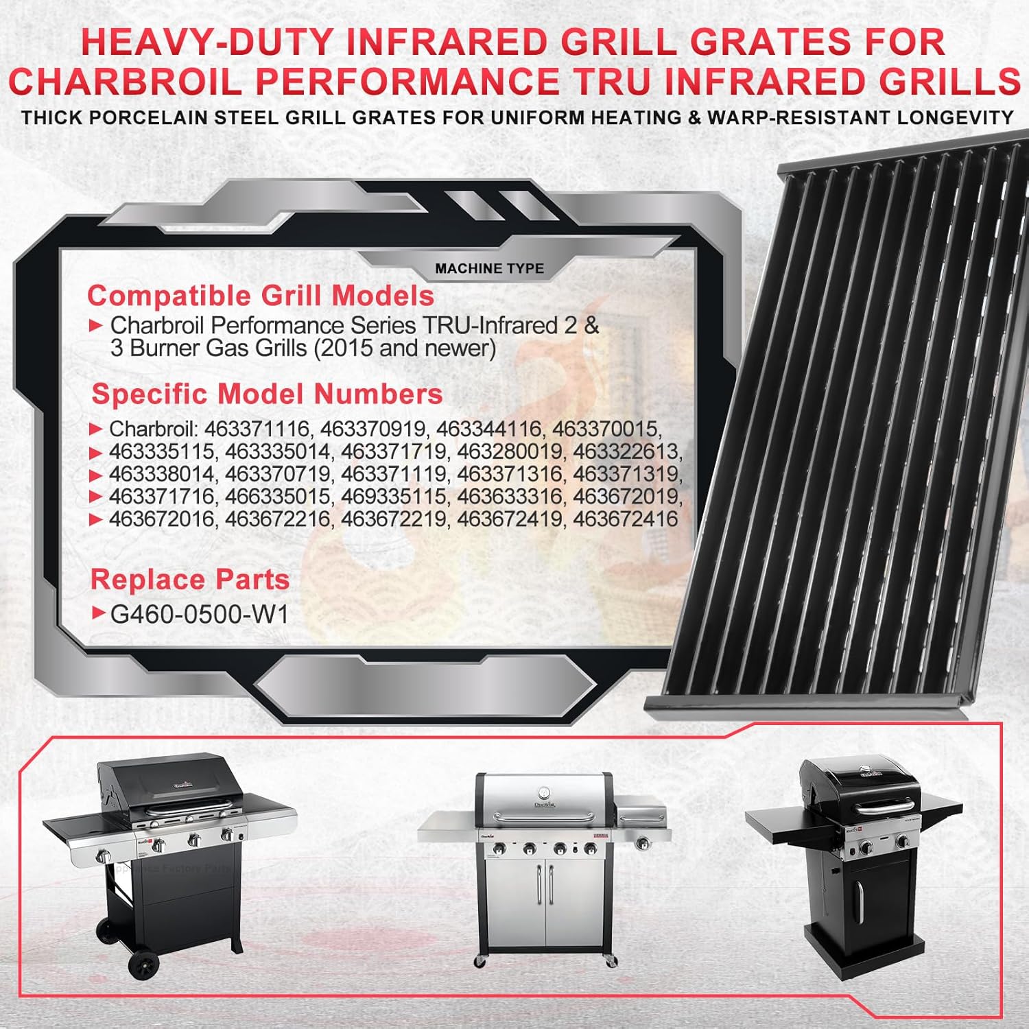Infrared Grill Grates Replacement for CharBroil Performance Tru Infrared 3 Burner