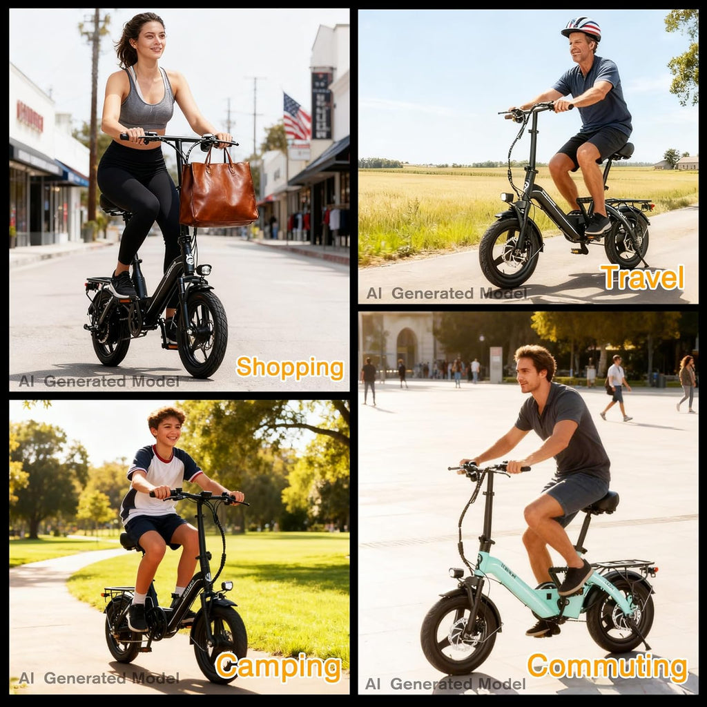 T16 PRO 14-Inch Foldable Electric Bike 400W Motor 20MPH 25-Mile Range